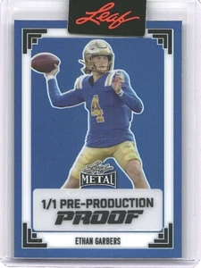 2024 Leaf Metal Football Ethan Garbers Color Match Pre-Production Proof UCLA 1/1 - Picture 1 of 2