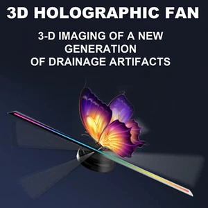 3D 1080P LED Holographic Fan Hologram Fan Projector Light RGB Sign Bar w/Control - Picture 1 of 13