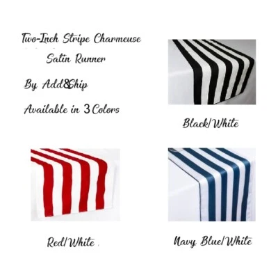 ADD&SHIP Two-Inch Stripe Charmeuse Satin Runner (14" x 108") - Image 1 of 2