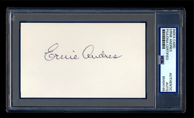ERNIE ANDRES SIGNED INDEX CARD PSA/DNA INDIANA UNIVERSITY HEAD COACH 1948-1973 - Image 1 of 2