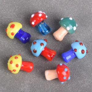 5pcs Colorful Mushroom Shape 17x13mm Handmade Lampwork Glass Loose Beads DIY Lot - Picture 1 of 13