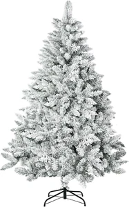 7Ft Flocked Artificial Christmas Tree with 1000 Tips and Metal Stand, White - Picture 1 of 11