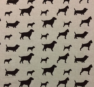 DISEÑADOR PERRO FIESTA SILUETA CHOCOLATE MARRÓN PERRO SALCHICHA TELA POR YARDA 54"W Foto 1 de 4