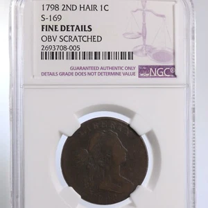 1798 Draped Bust 1C S-169 NGC Certified FIne Details Obv Scratched - Picture 1 of 4