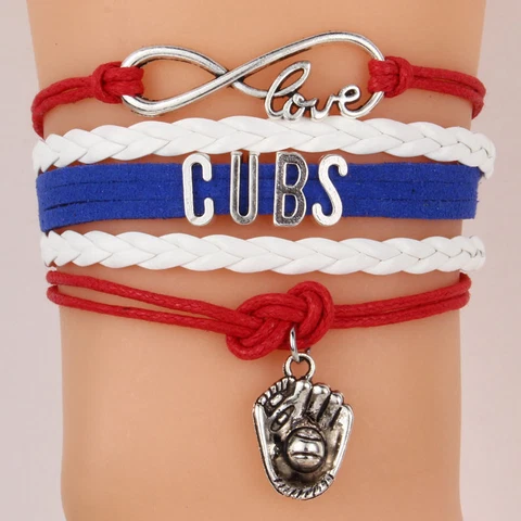 CHICAGO CUBS LEATHER BRACELET MARCH SPECIAL* * * by the COSTUME JEWELRY KING Cover