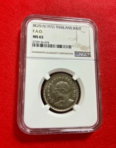 BE2515 ( 1972 ) THAILAND BAHT F.A.O NGC MS 65 HIGH GRADE THAILAND KING - Picture 1 of 2