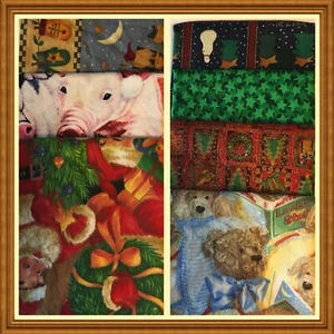 Half Yard Cuts 7 pieces Fabric Christmas Prints Variety 100% cotton A NOS - Picture 1 of 12