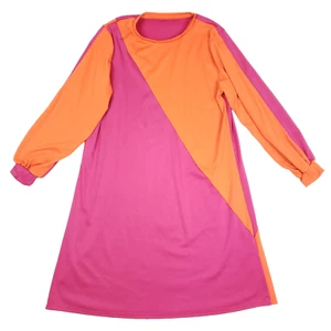 Colorblock Dress Long Sleeve Mod Style Retro Shift XXL Pink Orange Statement - Picture 1 of 8