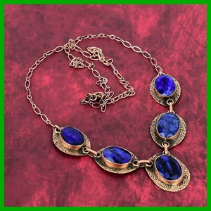 Copper Natural Blue Saphire Elegant Unique Chain Wife Gift Birthday New Necklace - Picture 1 of 6