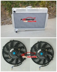 All Aluminum Radiator+Fan For 1968-1975 MG MGB GT Roadster 56mm 2 Row 1969 1970 - Picture 1 of 7