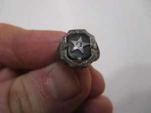 MASONIC STERLING SILVER WOMANS SZ 7 RING 1920S FILIGREE ORDER OF EASTERN STAR - Picture 1 of 5