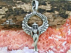 Ángel Diseño Jugendstil 925 Plata Cadena Colgante Ángel Pendant - Imagen 1 de 1
