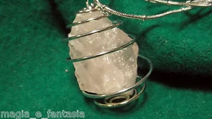 Collana con QUARZO ROSA GREZZO cristalloterapia zen pietr mineral chakra argento - Picture 1 of 1