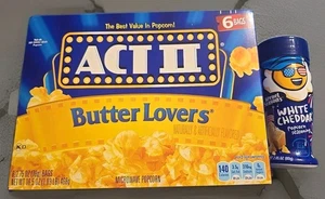 ACT II Popcorn Butter Liebhaber 6 Stück plus Kernel White Cheddar Gewürzpulver - Bild 1 von 4