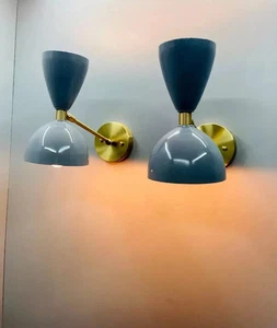 1950 Mid Century Italian Sputnik Brass Wall Plug In Wall Sconce Fixture - Picture 1 of 6
