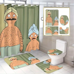 Juego de cortinas de ducha Bobs Burgers Bob Gene Mat tapa de inodoro alfombra decoración de baño - Imagen 1 de 1
