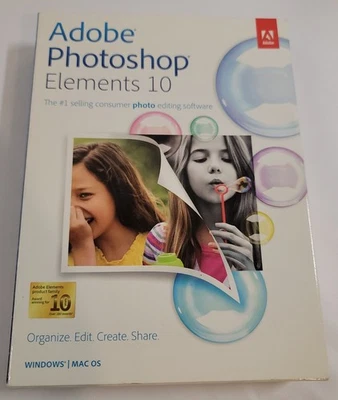 Adobe Photoshop Elements 10 for PC, Mac New Sealed, unopened software NIB - Image 1 of 4