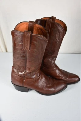 Botas de Vaquero del Oeste Lucchese Bootmaker Para Hombres 9D Cuero Marrón Hechas a Mano EE. UU. Foto 1 de 4