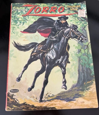 Libro para colorear Zorro 1958 Walt Disney Productions Whitman Publishing cubierta rara Foto 1 de 4