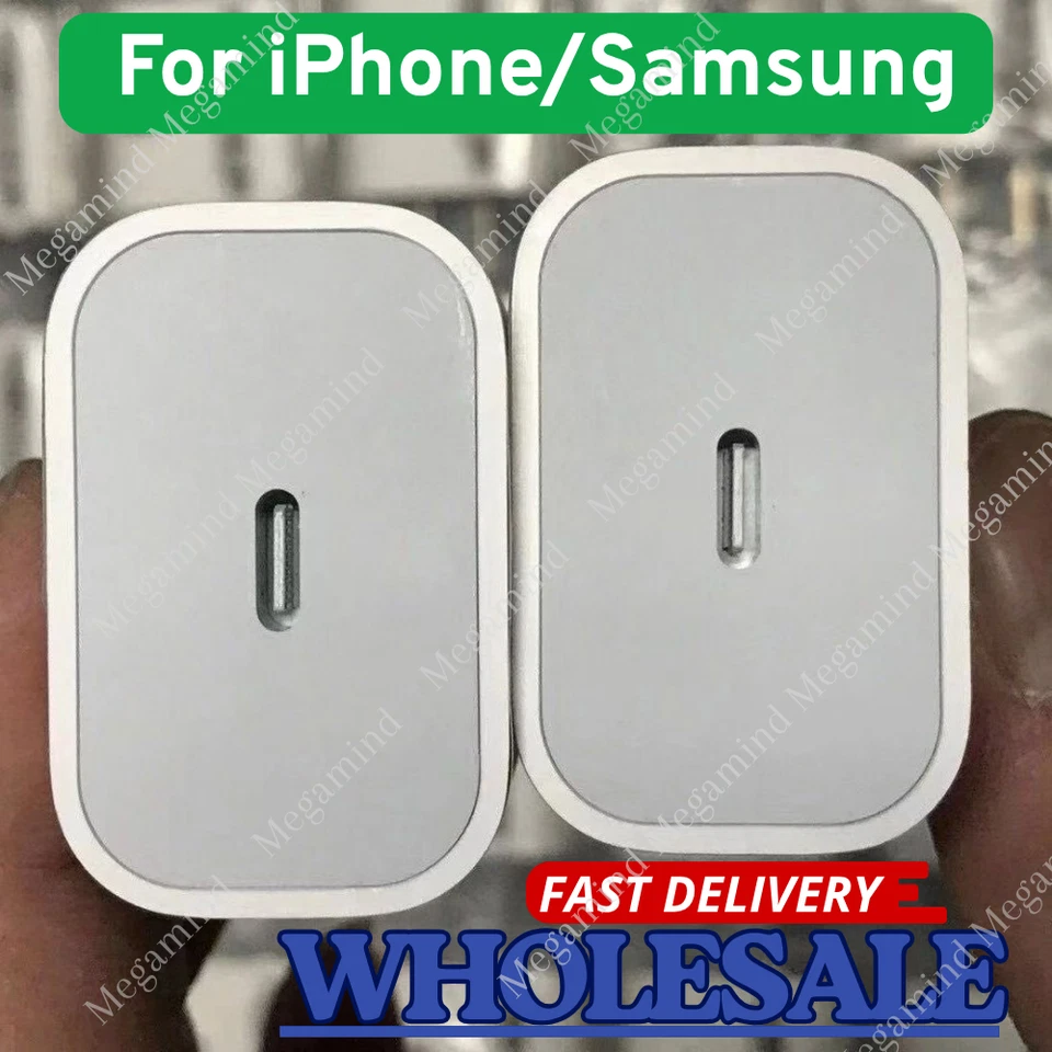 Lote Adaptador de Corriente de Pared USB Tipo C Bloque Cargador Rápido para iPhone 15 16 13 11 20W Foto 1 de 4