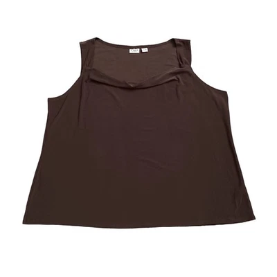 CATO Womens Plus Size 26/28W Brown Sleeveless Cowl Neck Stretch Tank Top Shirt — 第 1/4 张图片