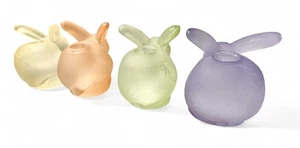 Pastel Colors Frosted Satin Glass Bunny Small Taper Candle Holders. Sweet! - Picture 1 of 5