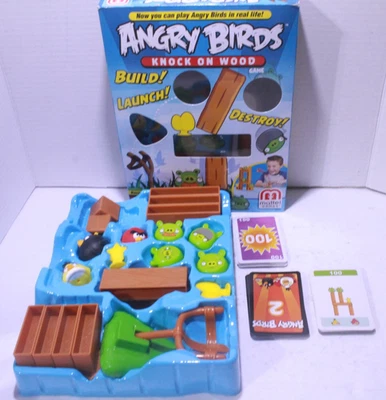 Angry Birds Knock on Wood Game COMPLETE Mattel 2012 Strategy Pigs Kids - Image 1 of 4