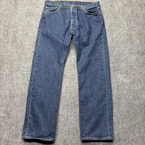 Jeans Levis 501 uomo 35x30 blu bottoni dritti mosca 100% cotone denim - Foto 1 di 14