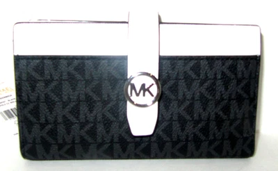 Michael Kors Greenwich Medium Signature Bifold Wallet Black & White NWT $258 - Image 1 of 4