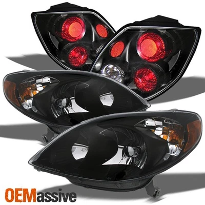 Se adapta a 03-05 Matrix bisel negro faros repuesto + luces traseras negras lámparas Foto 1 de 4