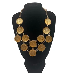 Zara gelbe Latzkette mit Strass - Stufen Acryl & Goldmünzen - Statement - Bild 1 von 9