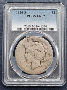 1926 S Peace Dollar $1 Silver Poor LOWBALL Graded PCGS FR2 Fair 2 #94771 - Picture 1 of 2