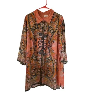 Natural Life Womens Fiona Floral Print Button Front Tunic Dress Size XL Coral - Picture 1 of 3