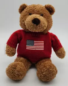Saks 5th Ave Parisian Bear Plush Patriotic USA American Flag Red Sweater 2001 12 - Picture 1 of 7