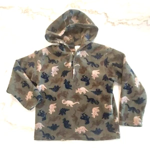 Kids Headquarters Boys Hooded Dino Green 1/4 Zip Fleece Long Sleeve Size 6 - Picture 1 of 7