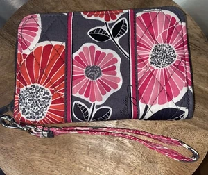 Cartera Muñequera Vera Bradley Mujer Flores Alegres Bolsillos Florales 6"x4" - Imagen 1 de 3