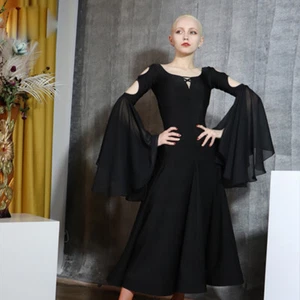 NEW Latin Ballroom Dance Dress Modern Salsa Waltz Standard Long Dress#G524 Black - Picture 1 of 7