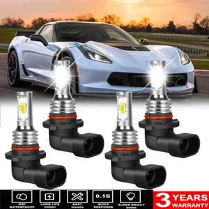 For Chevrolet Corvette 1997-2004 High&Low Beam 6000K LED Headlight Bulbs HB3 HB4 - Picture 1 of 11