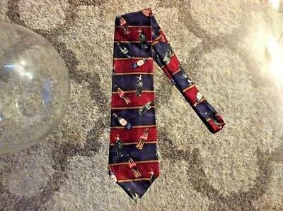 Corbata Coca Cola Historia de la Botella 100% Seda Rojo y Azul Rayas Foto 1 de 2