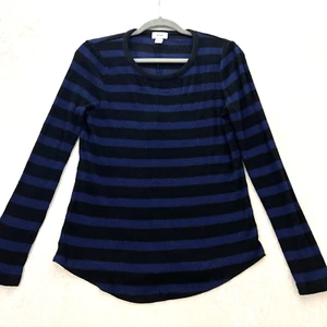 OLD NAVY Sweater Womens Size M Blue Black Stripe Very Soft Cozy Cabincore - Picture 1 of 7
