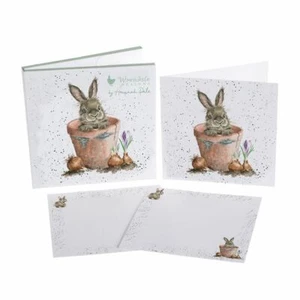 Wrendale Rabbit in a Flower Pot Card Pack - The Country Set Animal Notelets