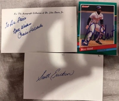 Kirby Puckett 1991 WS Game 6 Index Card Lot Leibrandt Gant Erickson Twins Braves - Image 1 of 4