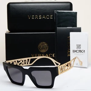Versace Sunglasses Polarized Black Gold Square Grey MOD VE 4431 GB1/81 50mm - Picture 1 of 12