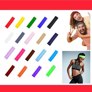 1PC HEADBAND Stretch Sports Yoga Gym Black Hair Band Wrap Sweatband Womens Mens - Picture 1 of 25