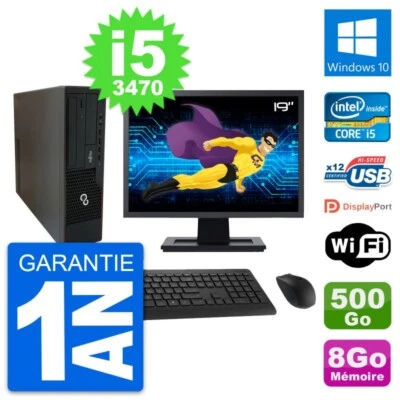 PC Fujitsu E910 Dt Pantalla 19" Intel i5-3470 RAM 8Go Disco 500Go Windows 10 Wi - Imagen 1 de 4