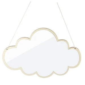 Wood Wall Mirror Cloud Shaped Wall Mirror Wood Frame Acrylic Hanging Mirror - Picture 1 of 8