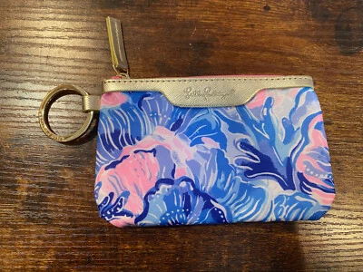 Lily Pulitzer Estuche de Identificación Llavero Cartera Viaje NUEVO Diseñador Regalo- Rosa y Azul Caliente Foto 1 de 4