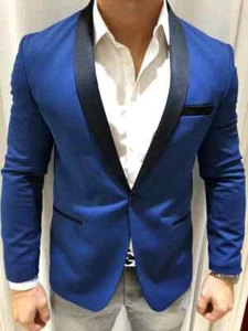 Diseñador Boyal Azul Fiesta de Fumar Chaqueta Blazer Entallado Slim Fit 48 - Imagen 1 de 5