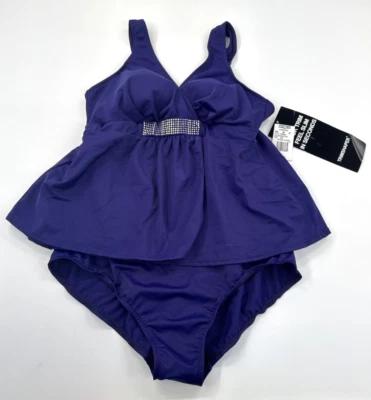 Traje de baño Trimshaper para mujer 16W traje de baño de una pieza estrás sujetador acolchado NUEVO Foto 1 de 4