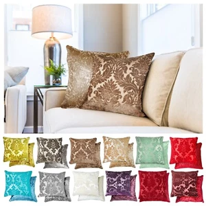 Cushion Covers Throw Chenille Sofa Pillow Cases - 17"x17" Inch Damask - Picture 1 of 16